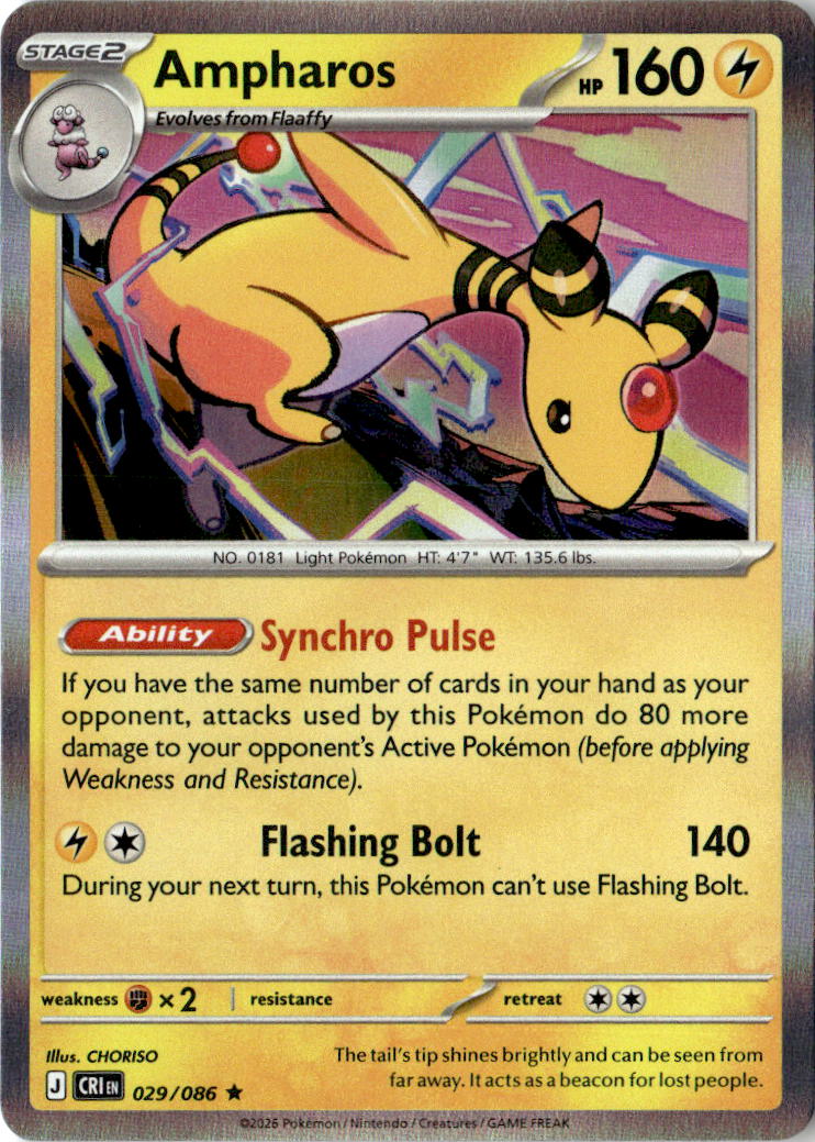 Front of Ampharos 029/086 from Chaos Rising