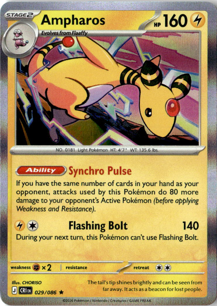 Front of Ampharos 029/086 from Chaos Rising