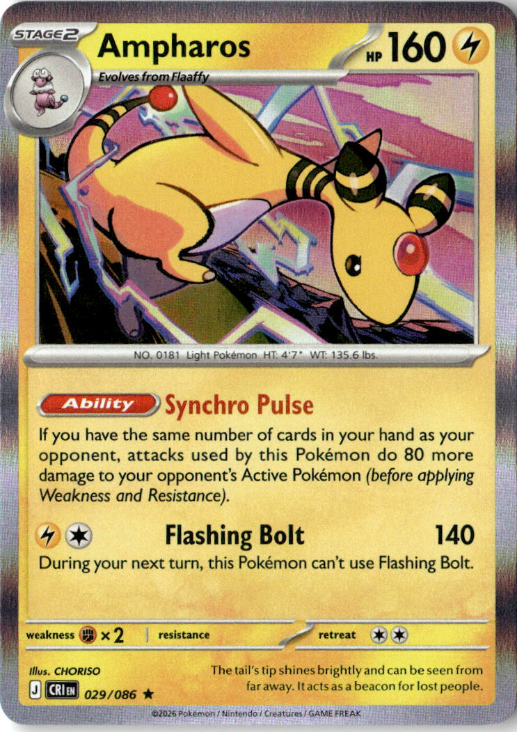 Front of Ampharos 029/086 from Chaos Rising