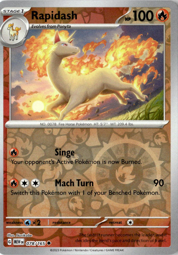 Front of Rapidash 078/165 from Scarlet & Violet 151