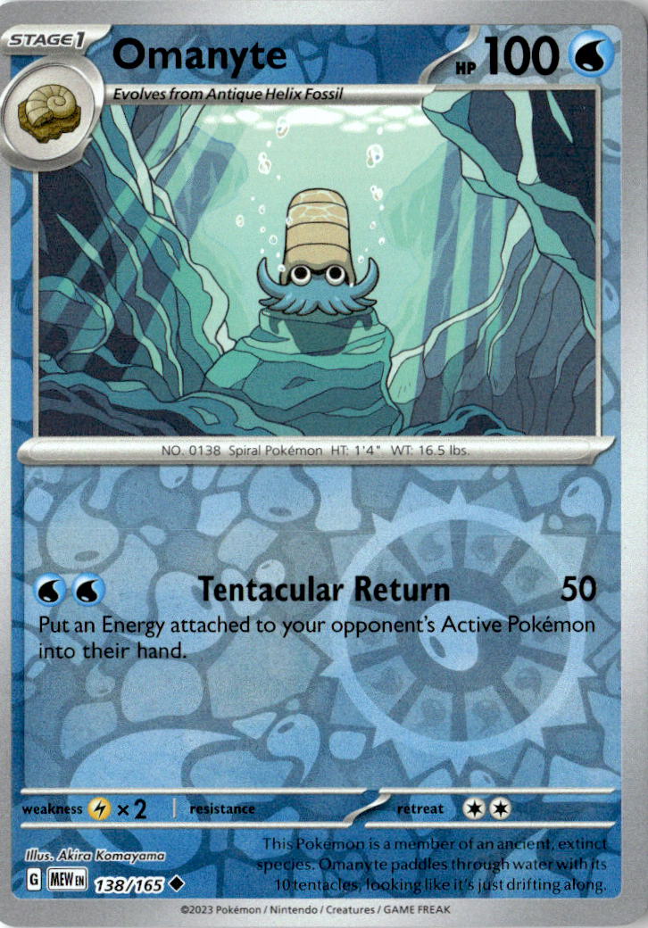 Front of Omanyte 138/165 from Scarlet & Violet 151