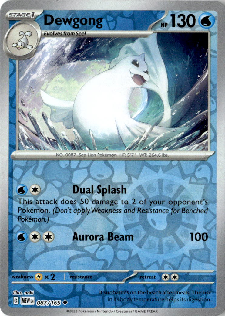 Front of Dewgong 087/165 from Scarlet & Violet 151
