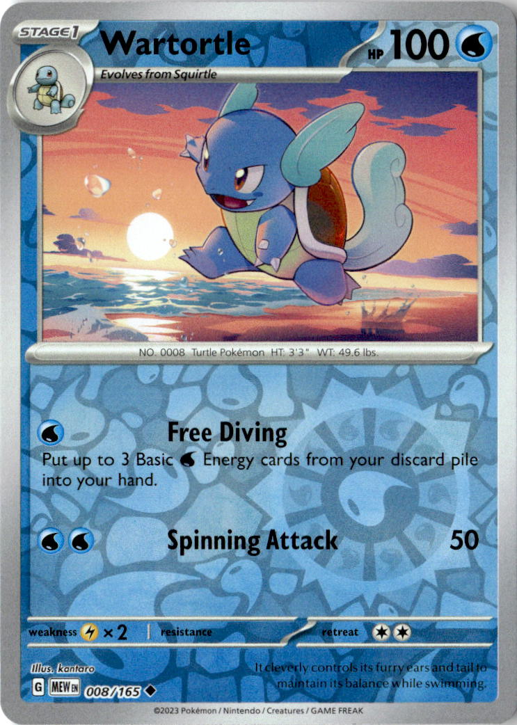 Front of Wartortle 008/165 from Scarlet & Violet 151