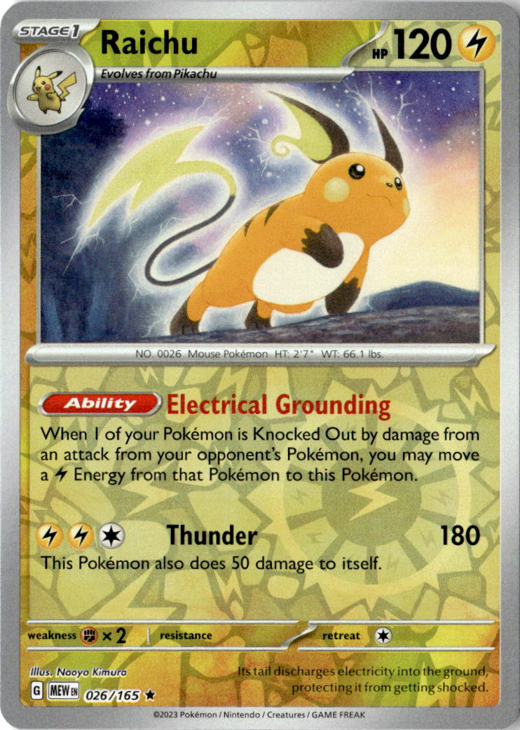 Front of Raichu 026/165 from Scarlet & Violet 151