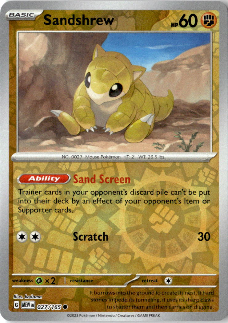 Front of Sandshrew 027/165 from Scarlet & Violet 151