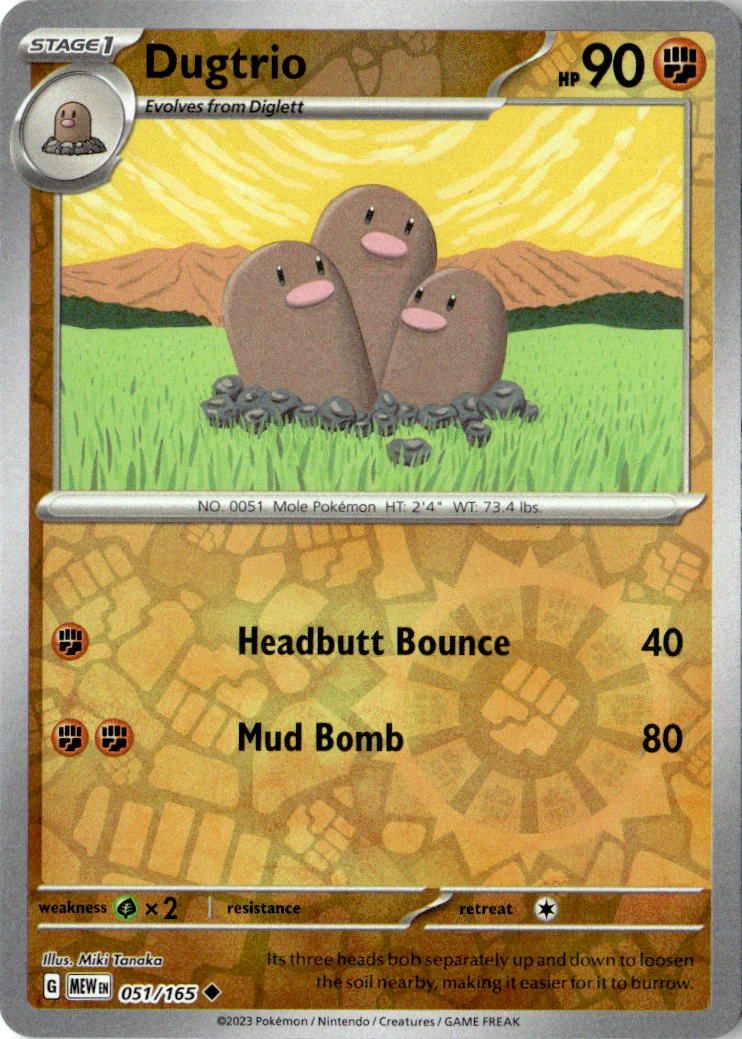 Front of Dugtrio 051/165 from Scarlet & Violet 151