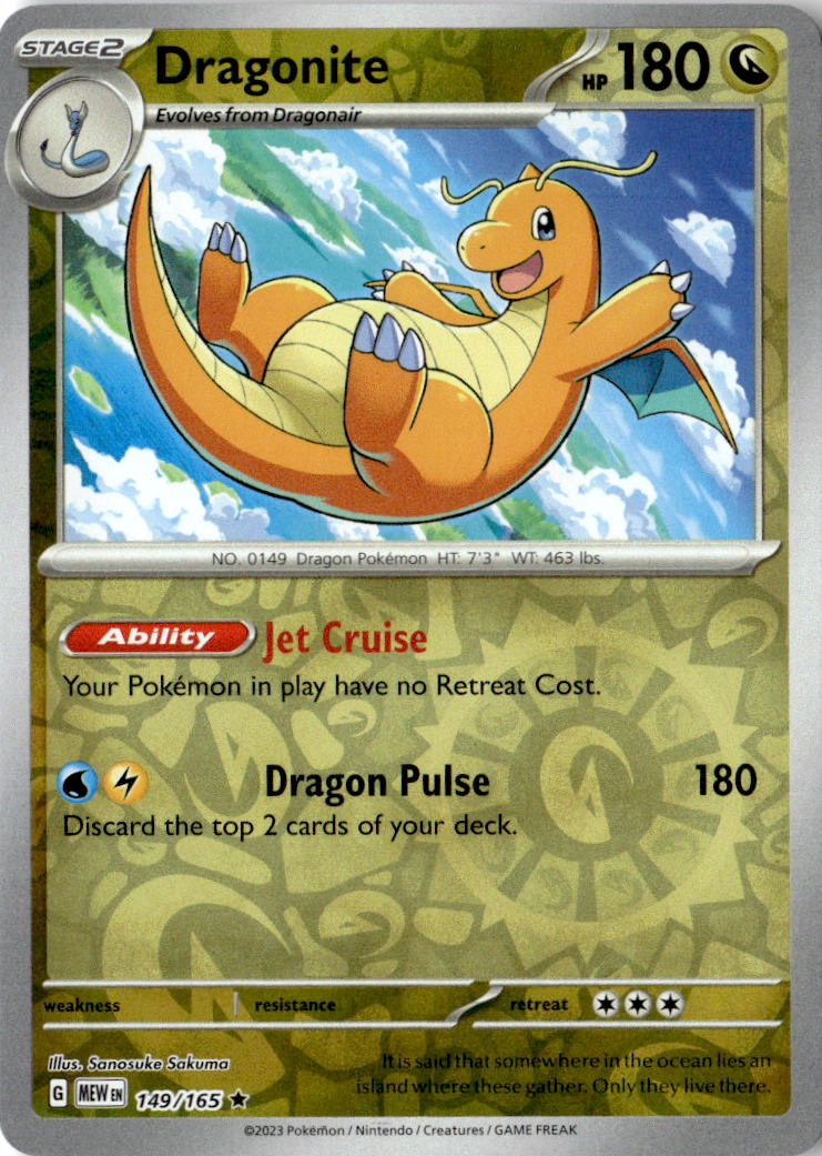 Front of Dragonite 149/165 from Scarlet & Violet 151