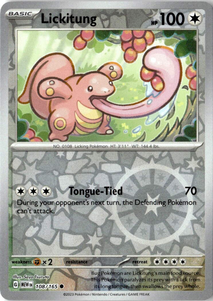 Front of Lickitung 108/165 from Scarlet & Violet 151