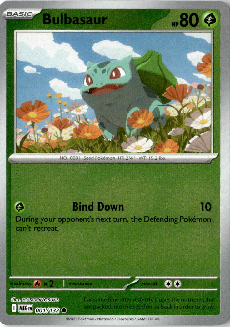 Front of Bulbasaur 001/132 from Mega Evolution