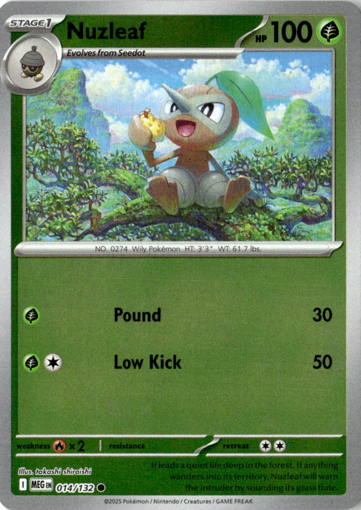 Front of Nuzleaf 014/132 from Mega Evolution