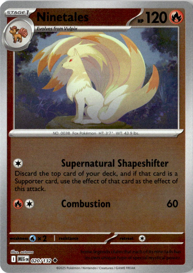 Front of Ninetales 020/132 from Mega Evolution
