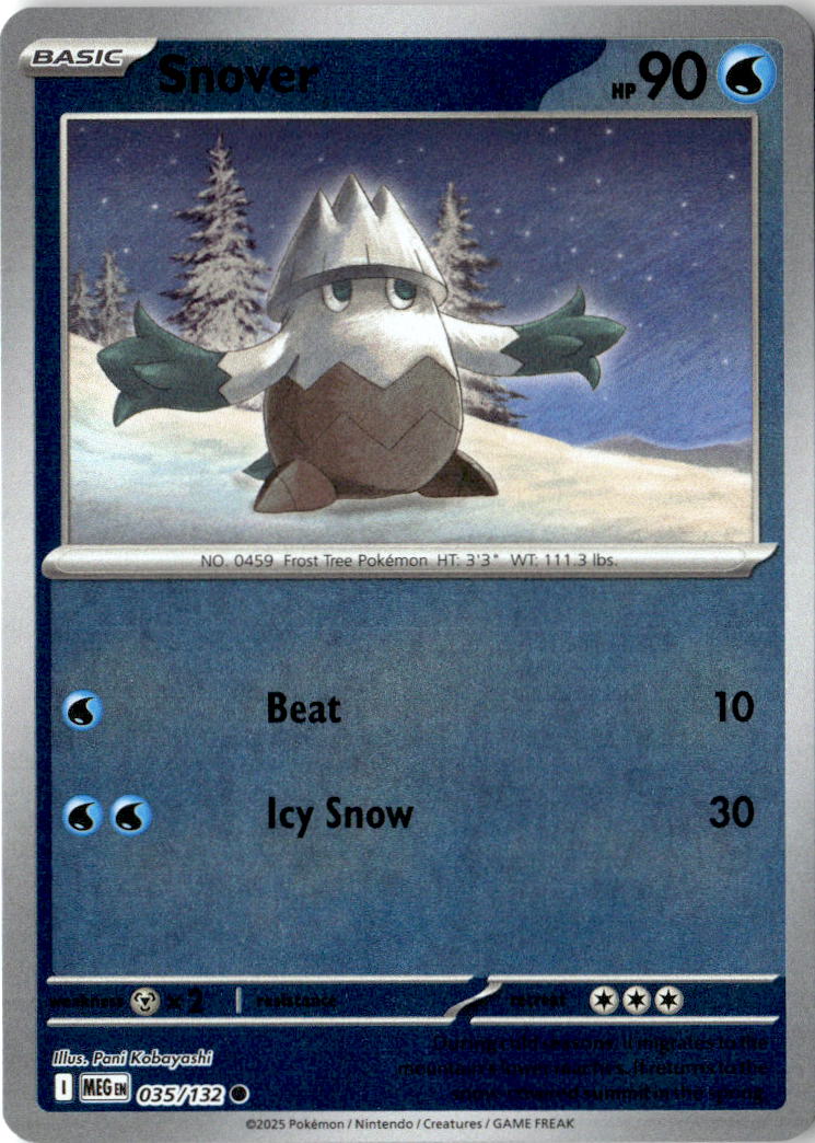 Front of Snover 035/132 from Mega Evolution