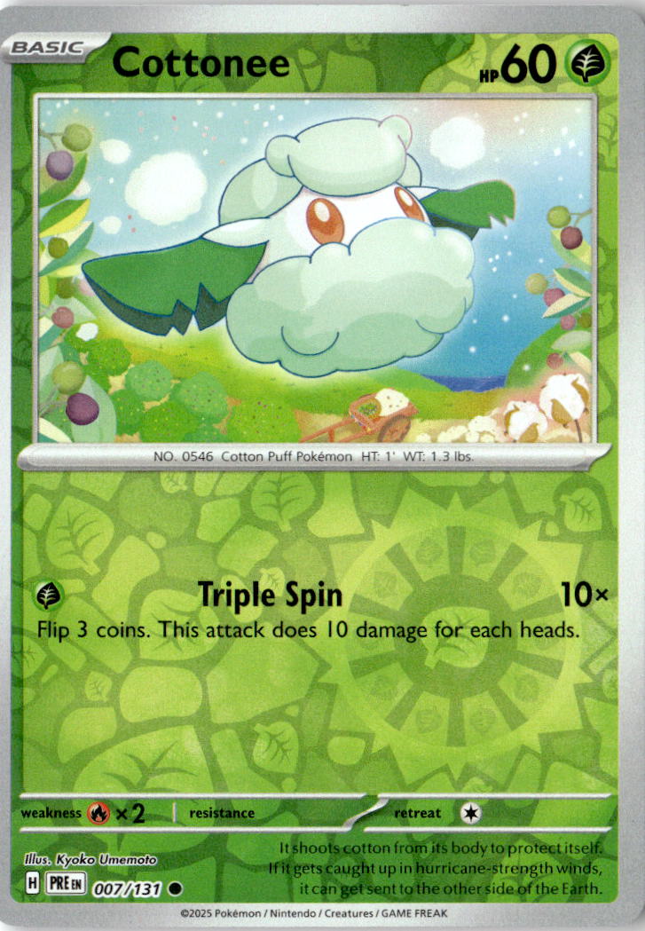 Front of Cottonee 007/131 from Prismatic Evolutions