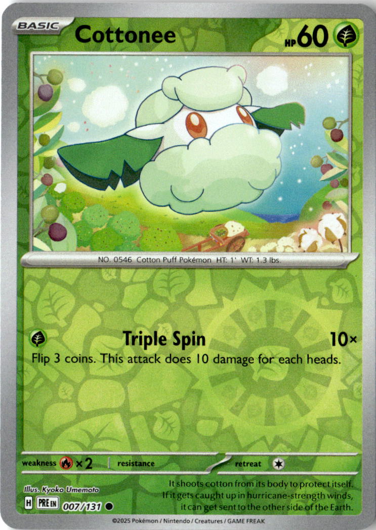 Front of Cottonee 007/131 from Prismatic Evolutions