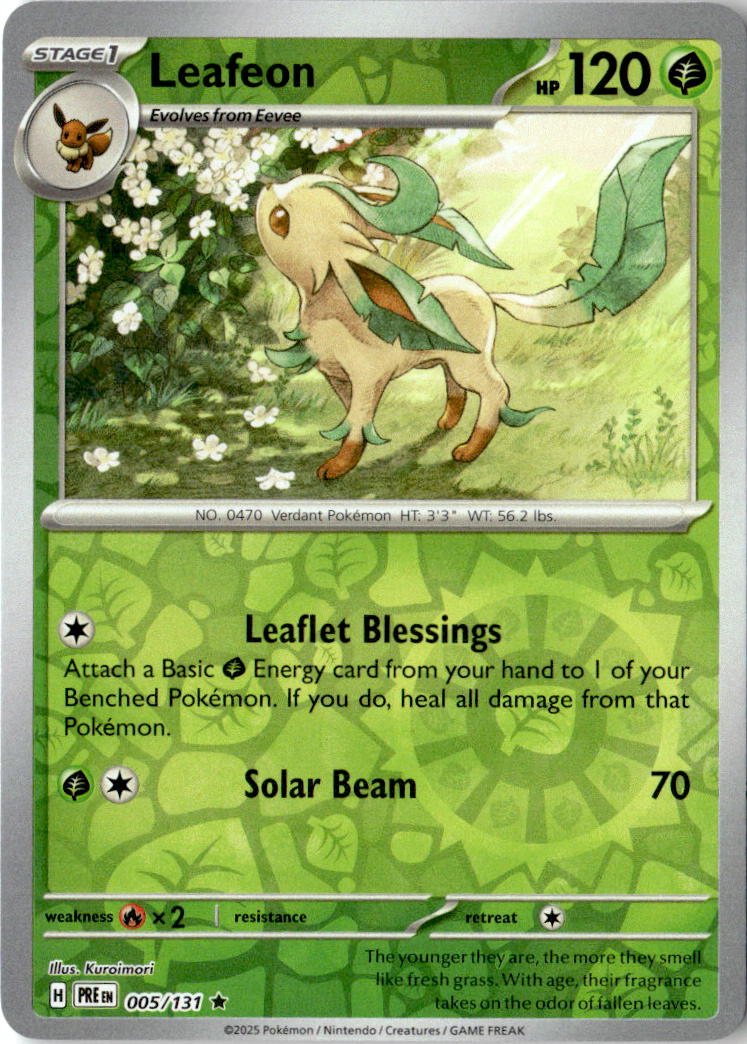 Front of Leafeon 005/131 from Prismatic Evolutions