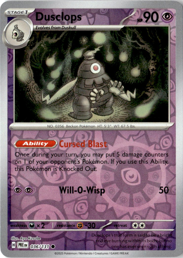 Front of Dusclops 036/131 from Prismatic Evolutions