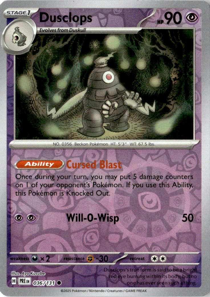 Front of Dusclops 036/131 from Prismatic Evolutions