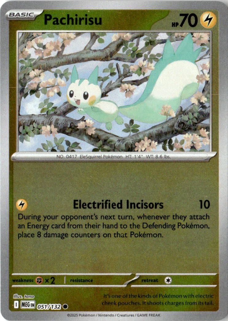 Front of Pachirisu 051/132 from Mega Evolution