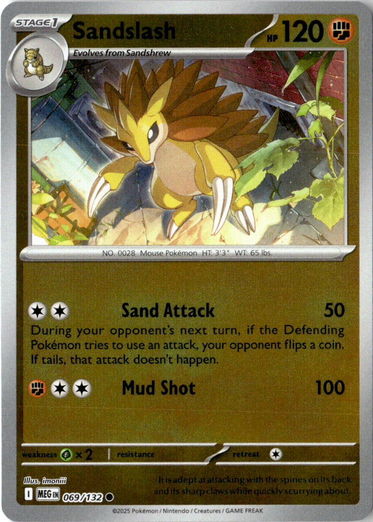 Front of Sandslash 069/132 from Mega Evolution
