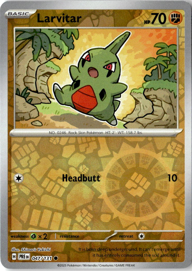 Front of Larvitar 047/131 from Prismatic Evolutions