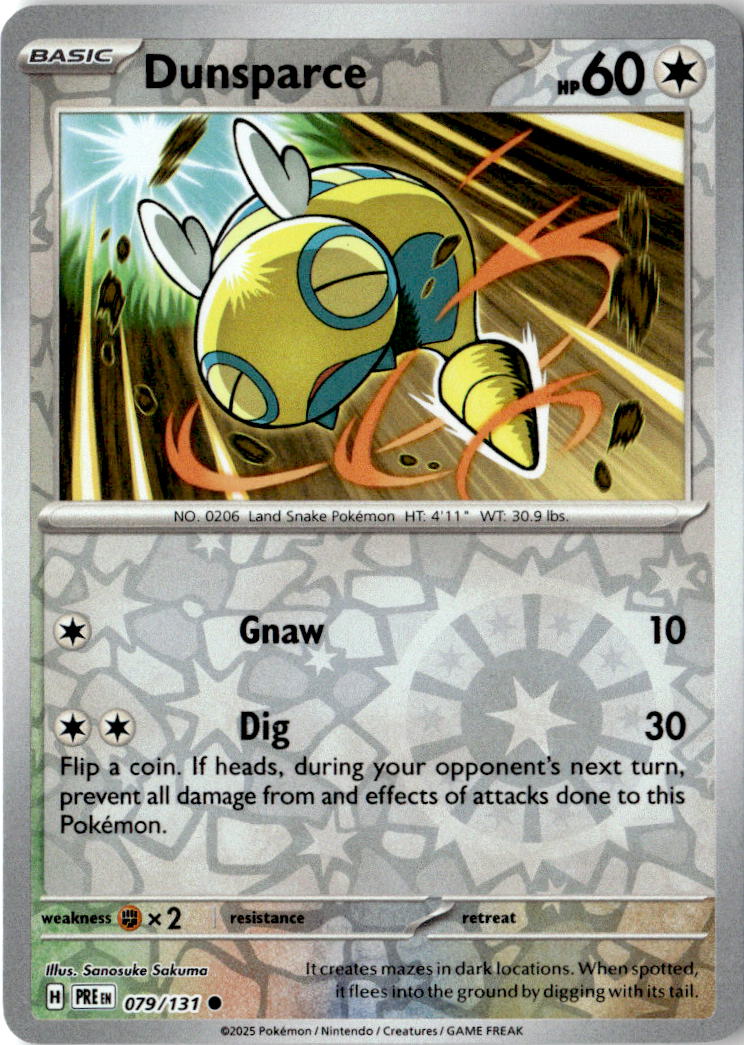 Front of Dunsparce 079/131 from Prismatic Evolutions
