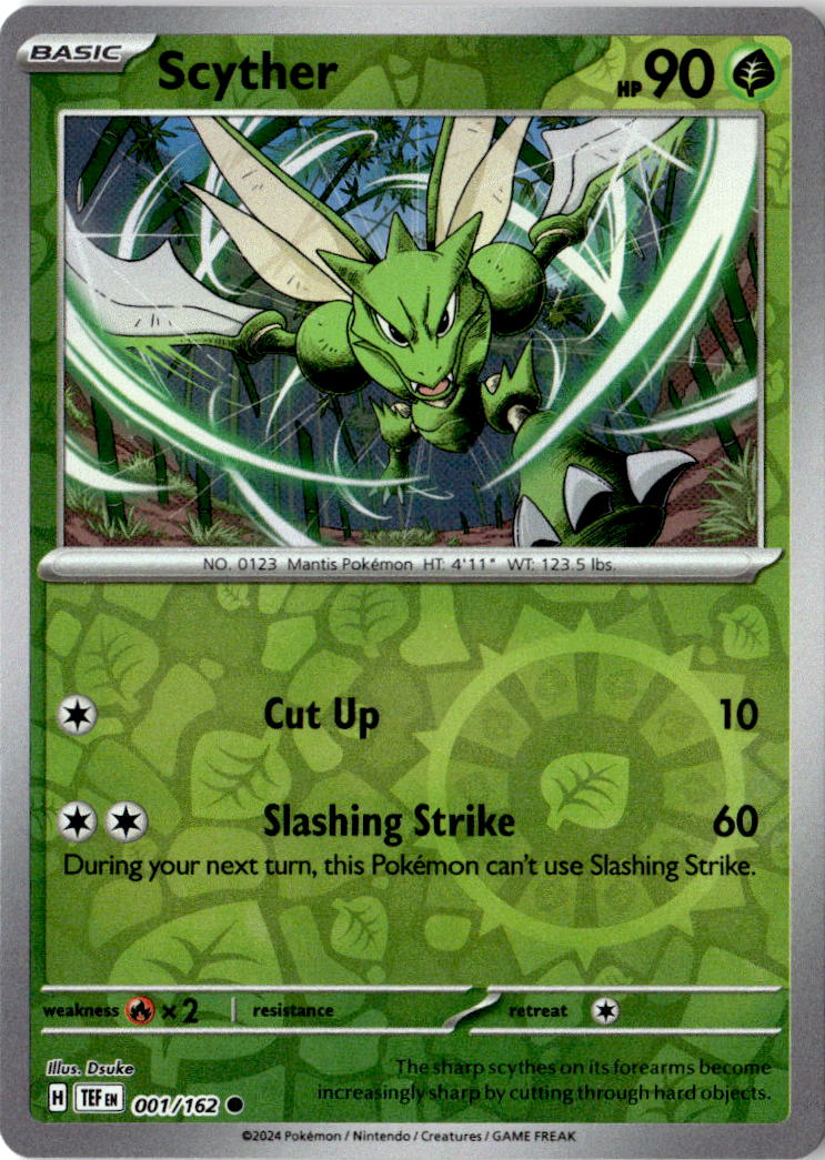 Front of Scyther 001/162 from Temporal Forces