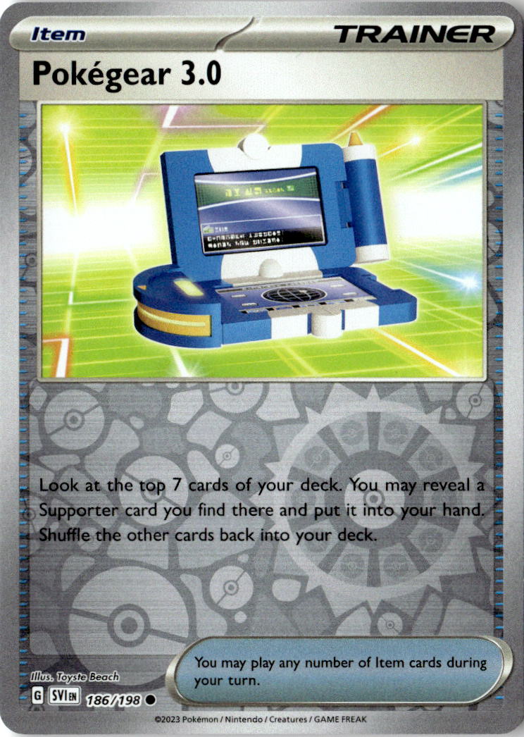 Front of Pokegear 3.0 186/198 from Scarlet & Violet Base Set