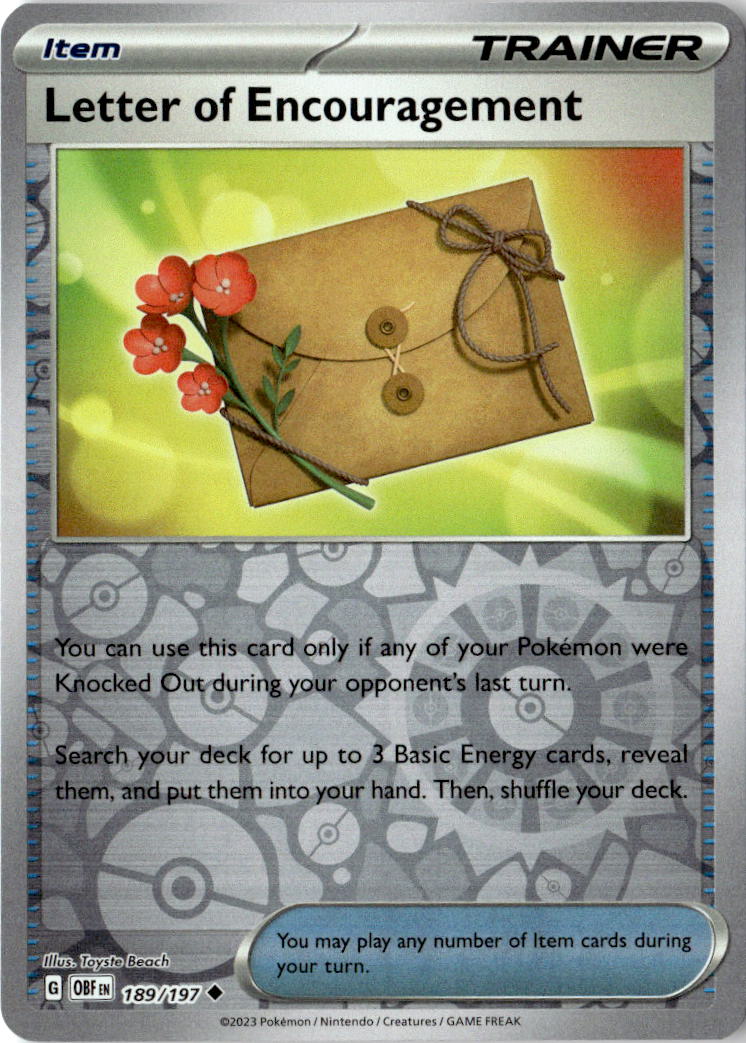 Front of Letter of Encouragement 189/197 from Obsidian Flames