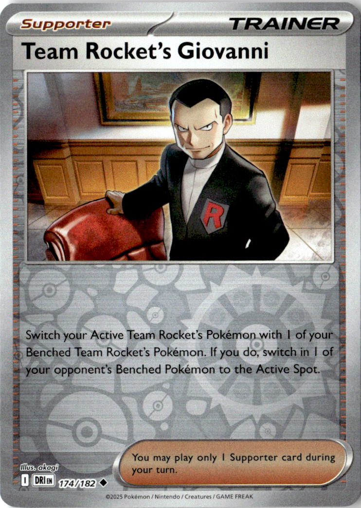 Front of Team Rocket's Giovanni 174/182 from Destined Rivals
