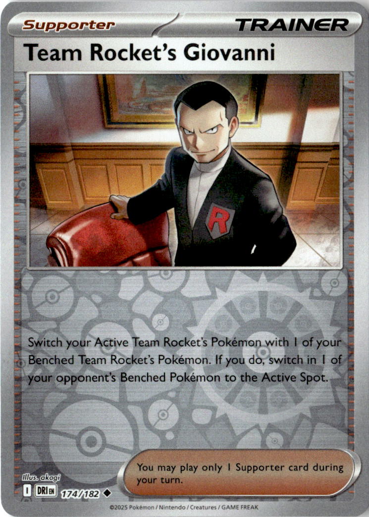 Front of Team Rocket's Giovanni 174/182 from Destined Rivals