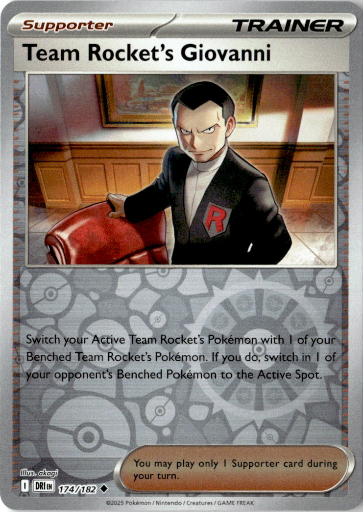 Front of Team Rocket's Giovanni 174/182 from Destined Rivals