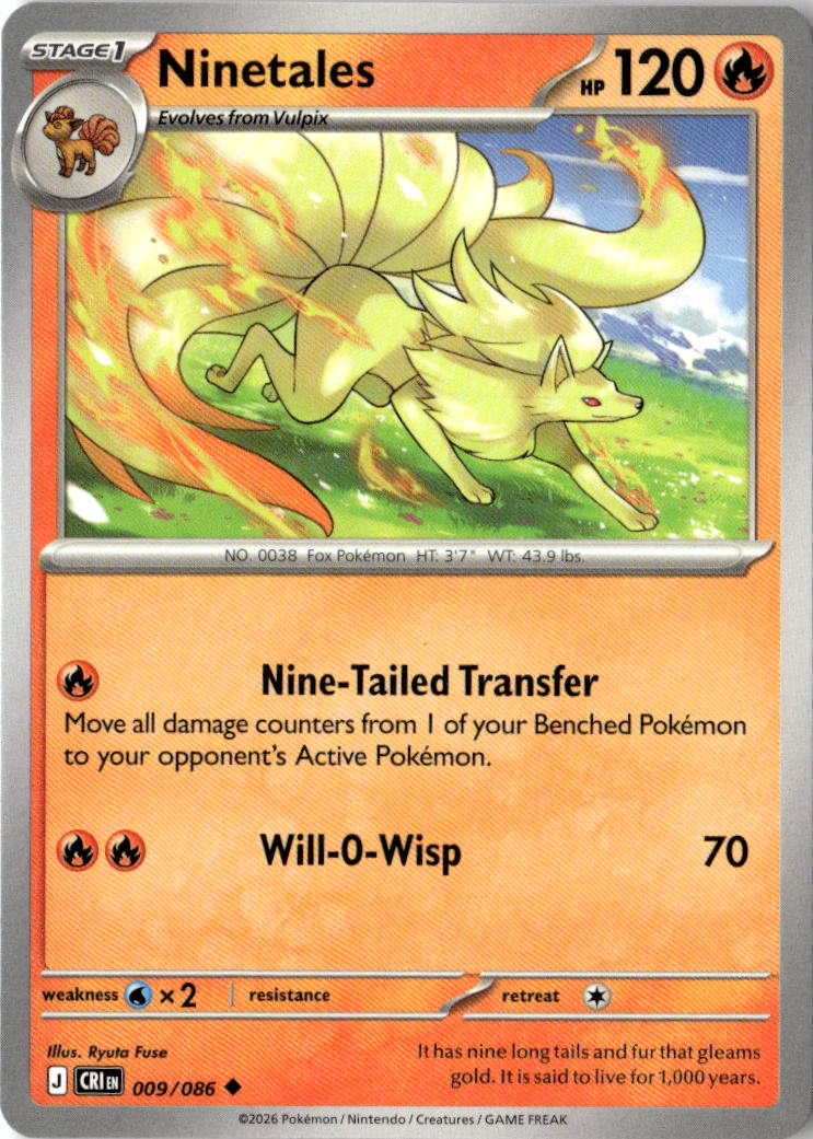 Front of Ninetales 009/086 from Chaos Rising