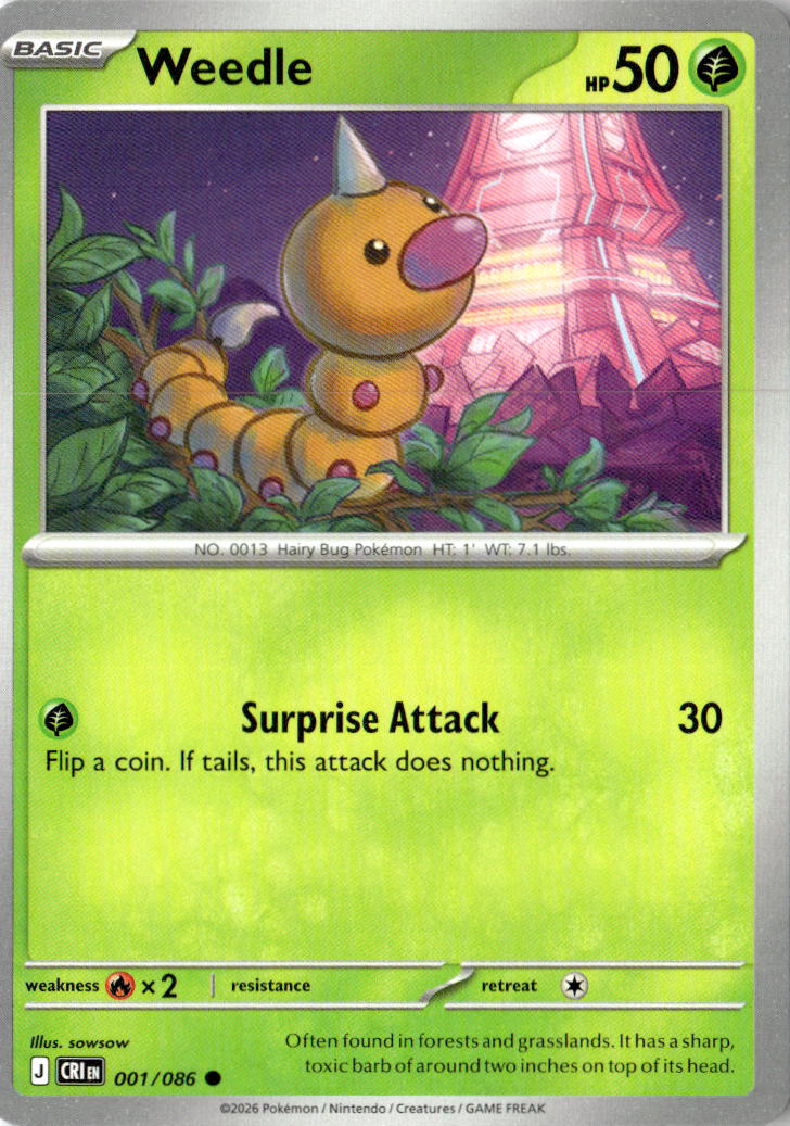 Front of Weedle 001/086 from Chaos Rising