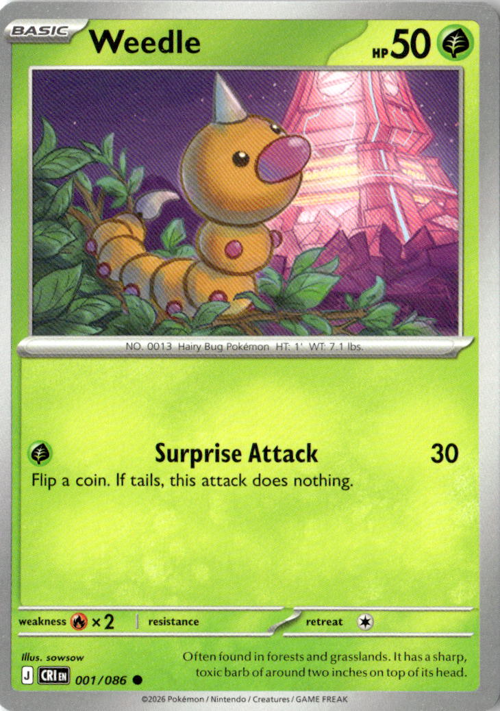 Front of Weedle 001/086 from Chaos Rising