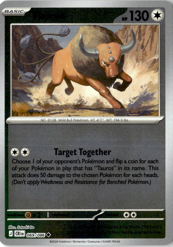 Front of Tauros 069/086 from Chaos Rising