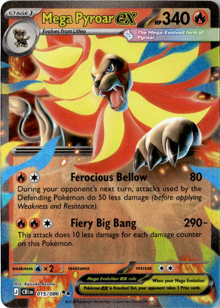 Front of Mega Pyroar ex 015/086 from Chaos Rising