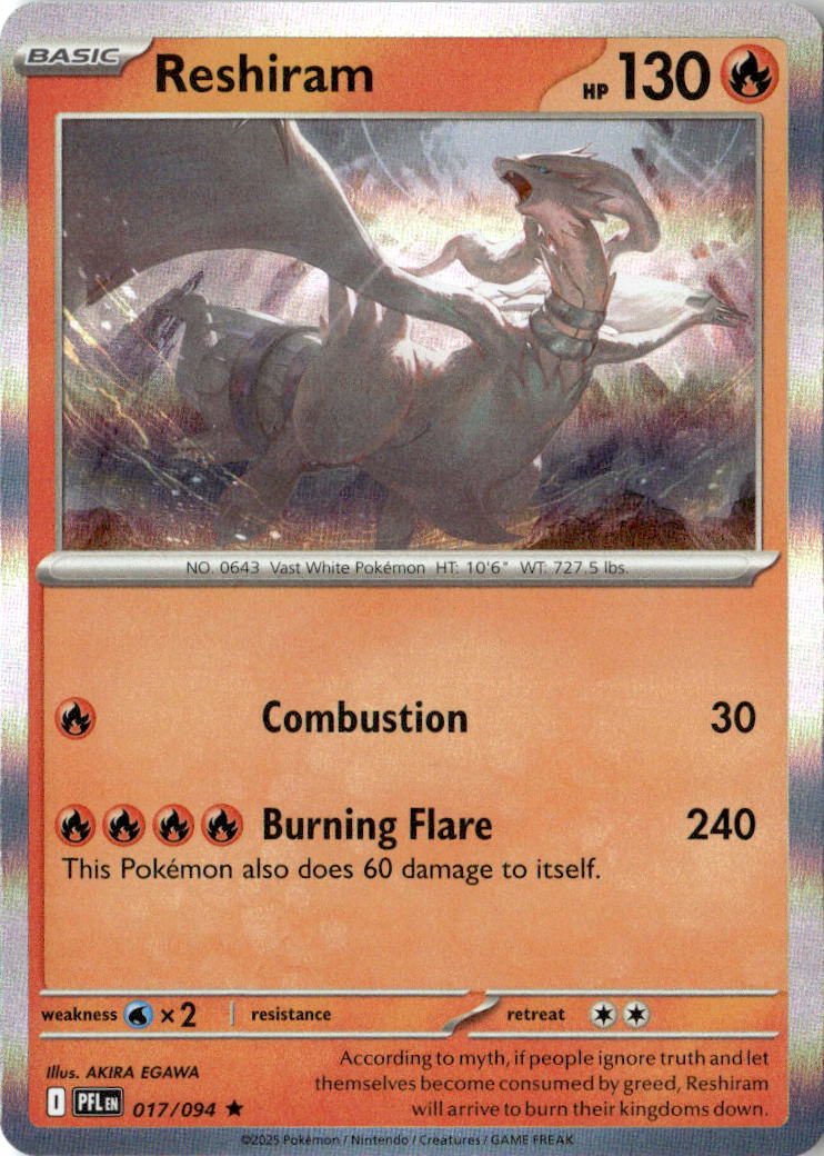 Front of Reshiram 017/094 from Phantasmal Flames