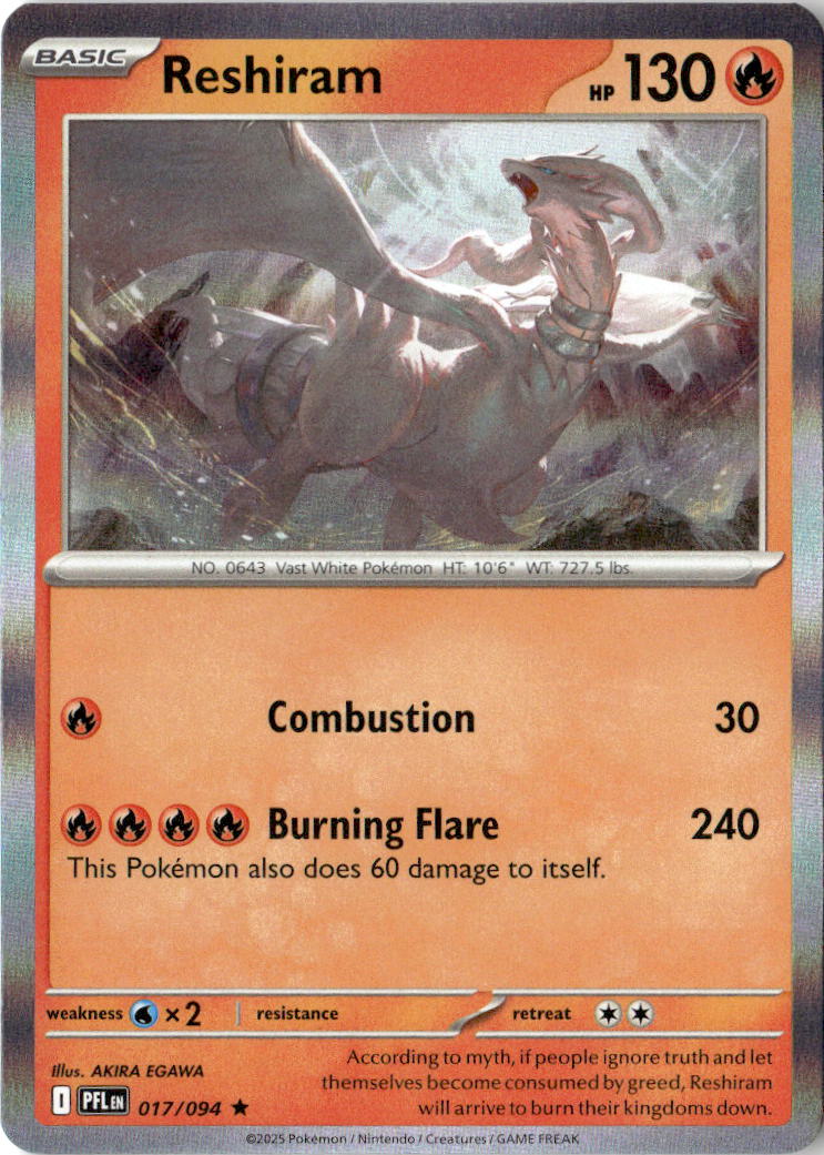 Front of Reshiram 017/094 from Phantasmal Flames