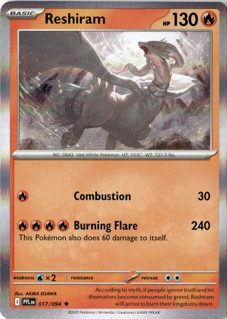 Front of Reshiram 017/094 from Phantasmal Flames