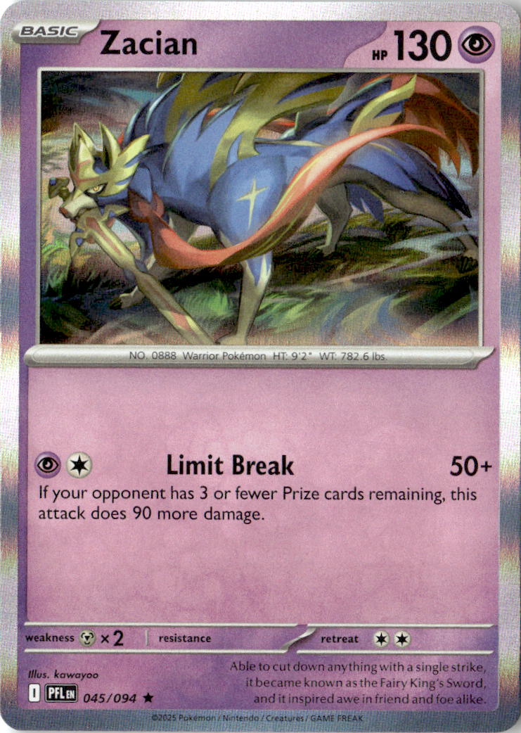 Front of Zacian 045/094 from Phantasmal Flames