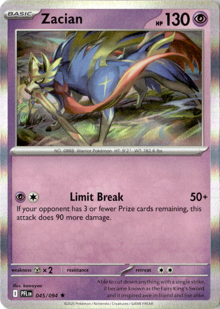 Front of Zacian 045/094 from Phantasmal Flames