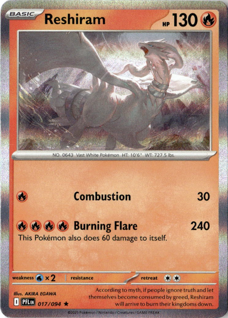 Front of Reshiram 017/094 from Phantasmal Flames
