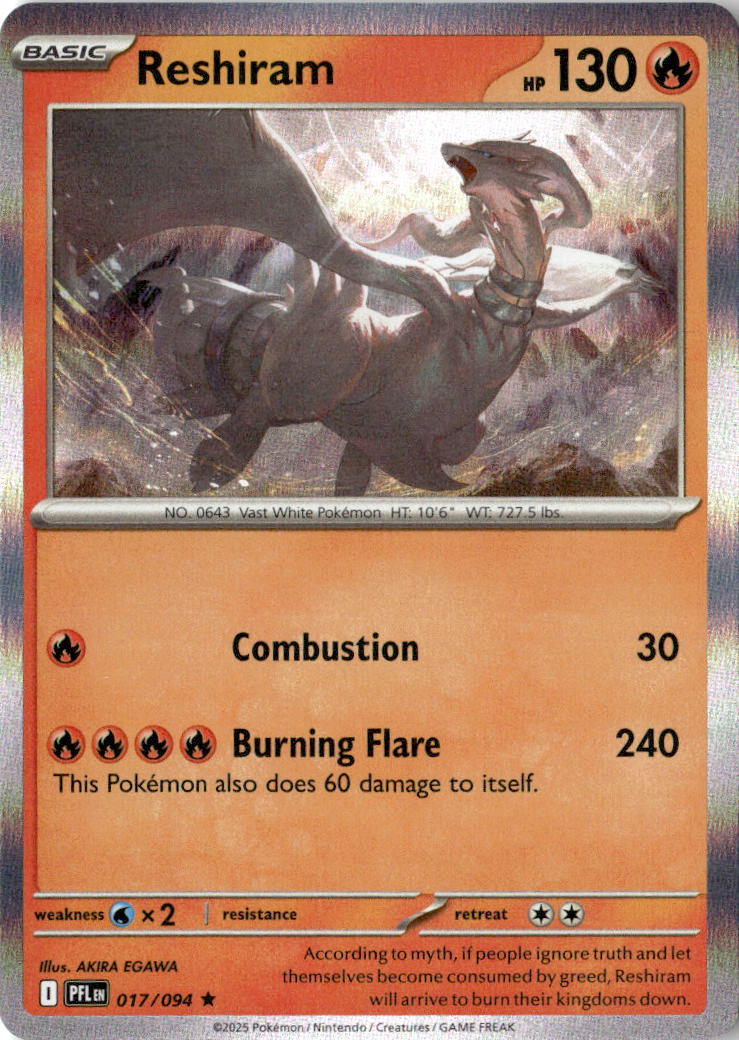 Front of Reshiram 017/094 from Phantasmal Flames