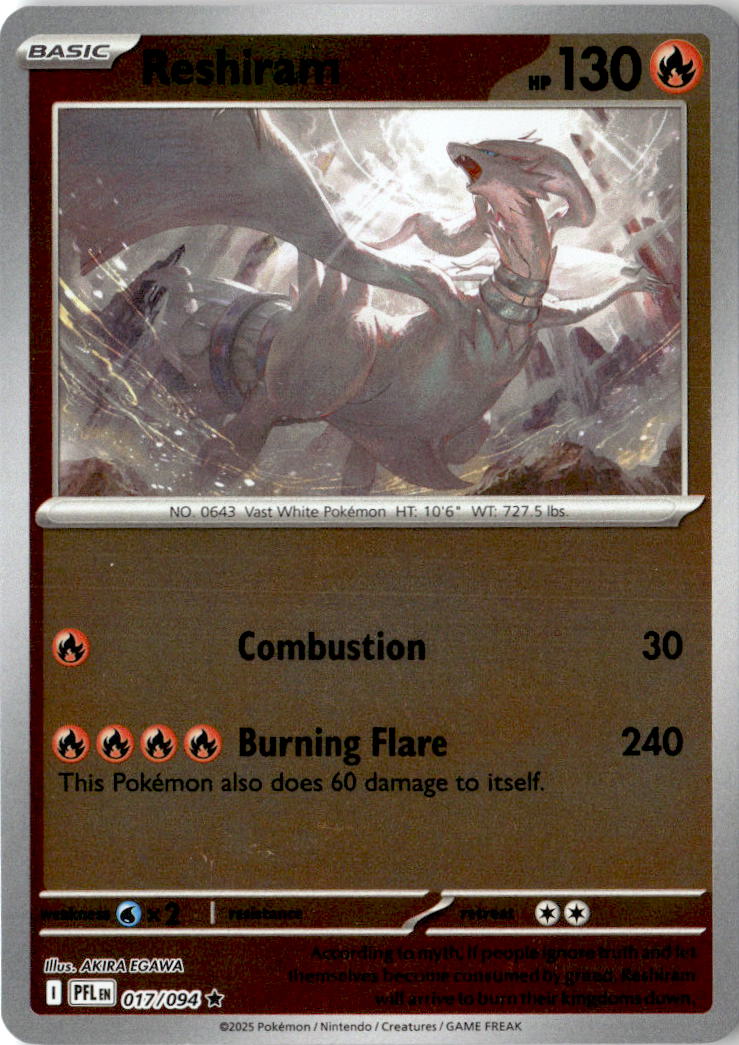 Front of Reshiram 017/094 from Phantasmal Flames