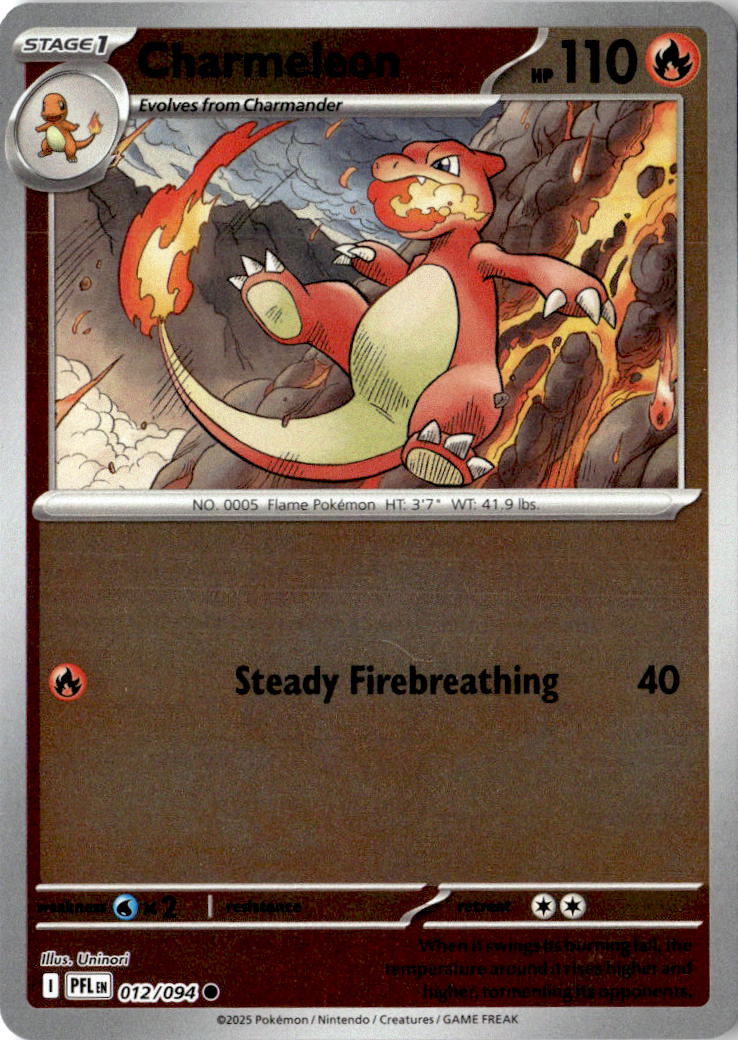 Front of Charmeleon 012/094 from Phantasmal Flames