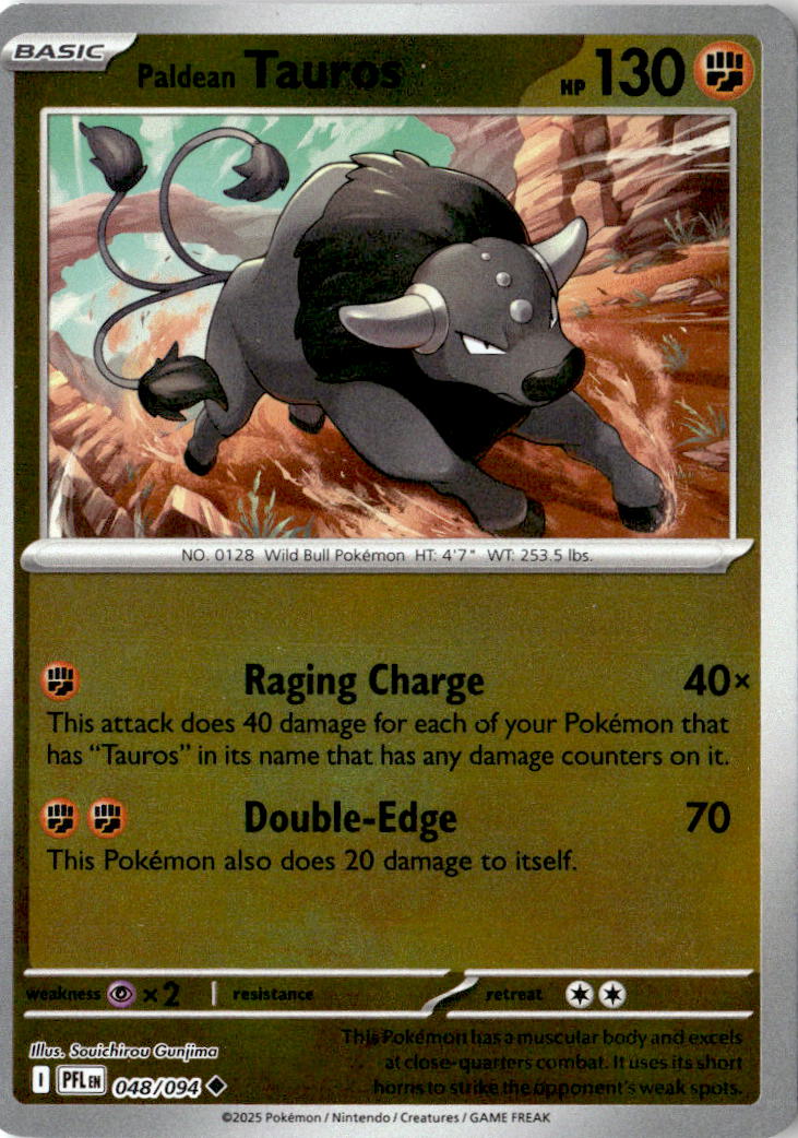 Front of Paldean Tauros 048/094 from Phantasmal Flames
