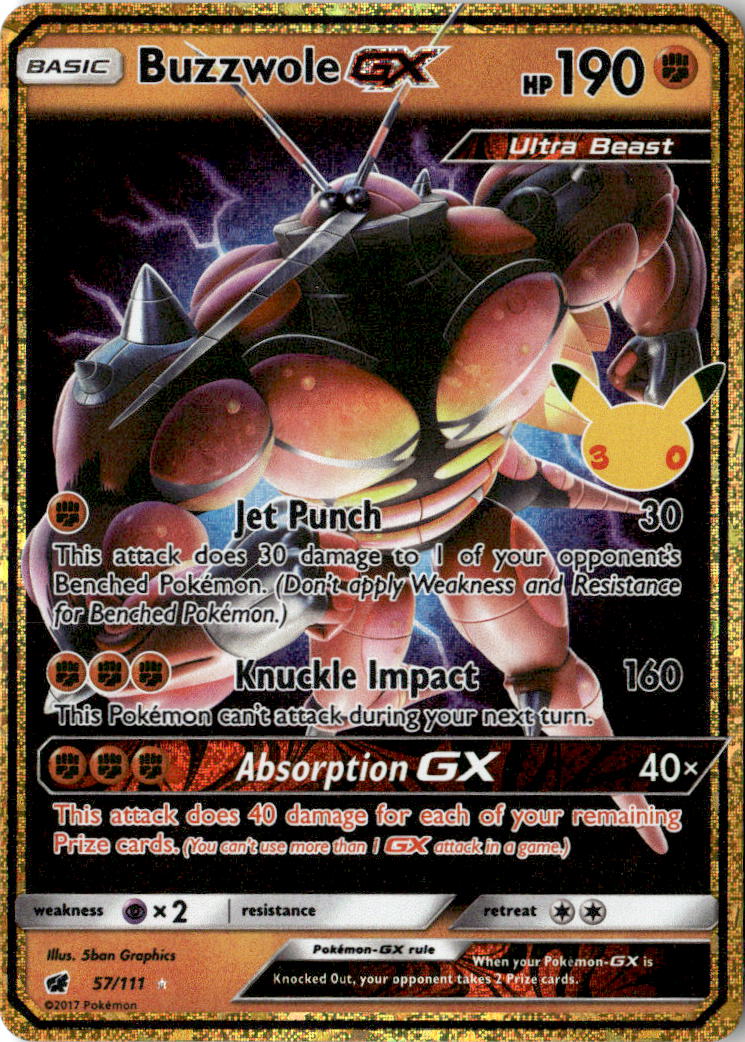 Front of Buzzwole GX 57/111 from SM - Crimson Invasion