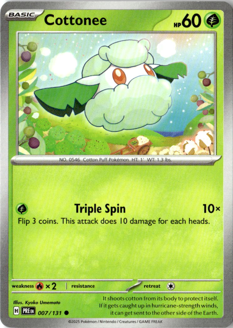 Front of Cottonee 007/131 from Prismatic Evolutions