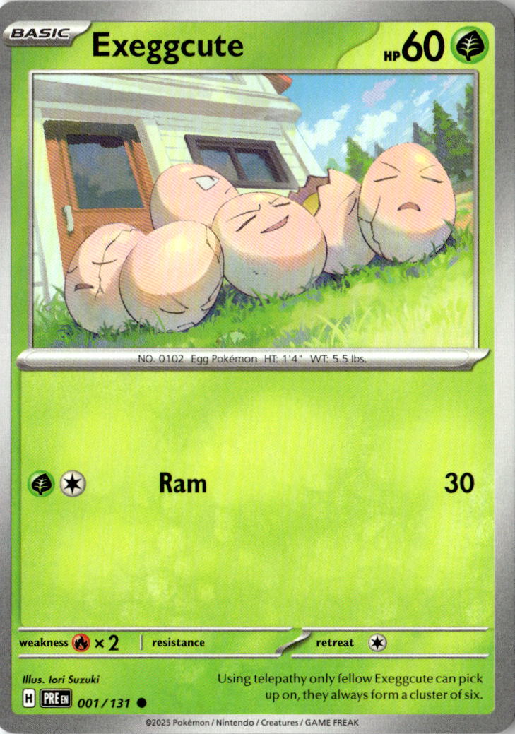 Front of Exeggcute 001/131 from Prismatic Evolutions