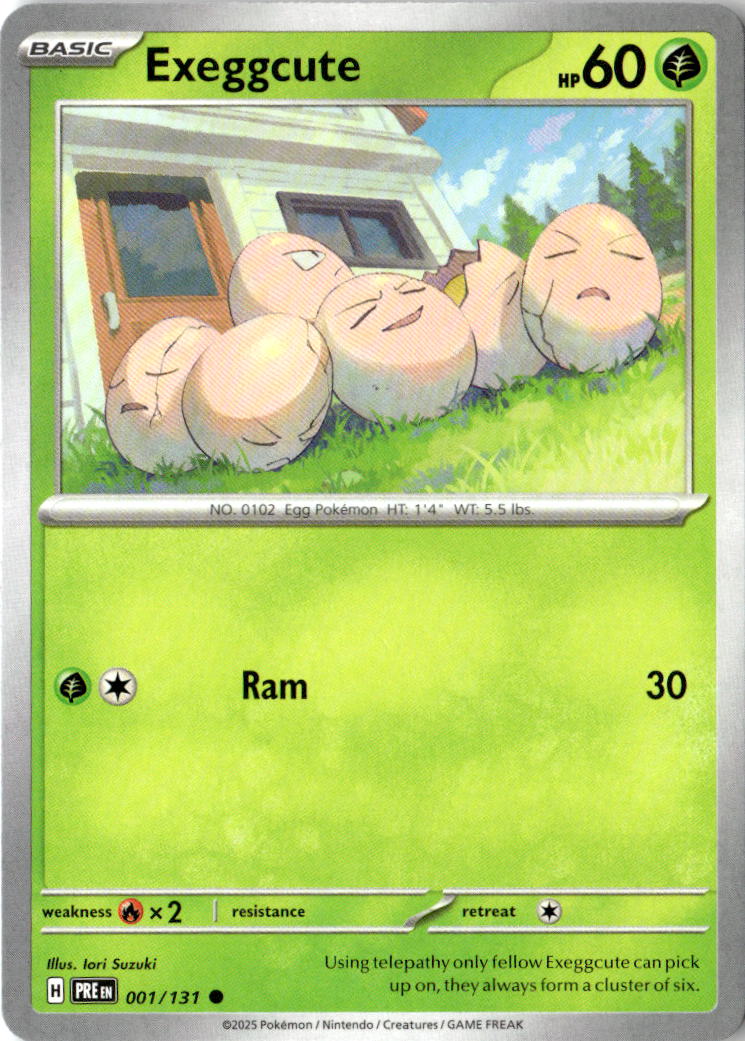 Front of Exeggcute 001/131 from Prismatic Evolutions